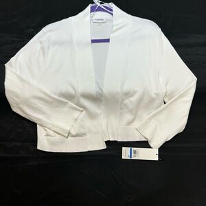 Calvin Klein Women's White Crop Cardigan